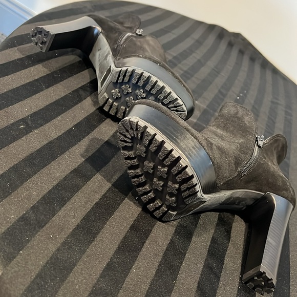 Women's High Heel platform Booties Black Suede, cinti , Made In Italy Size 38 - Picture 3 of 7